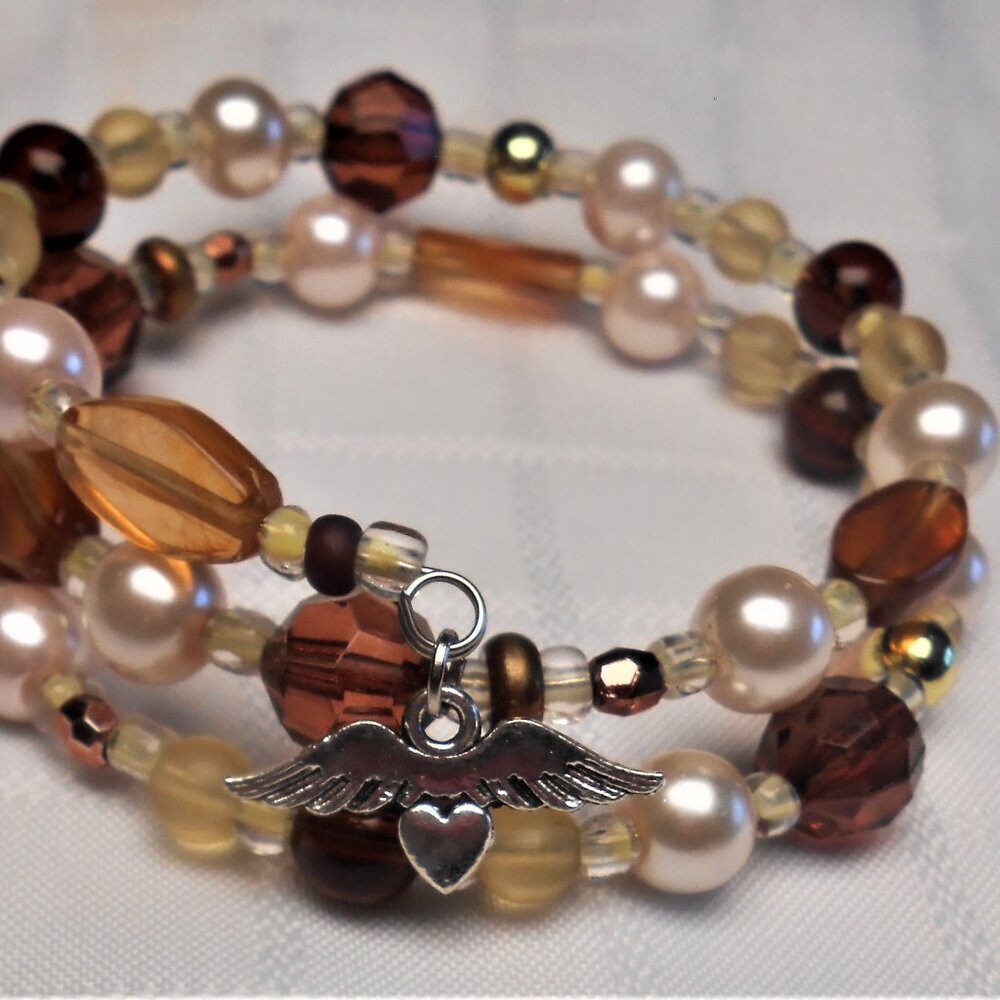 Handmade jewelry set with memory wire bracelets and earrings No25